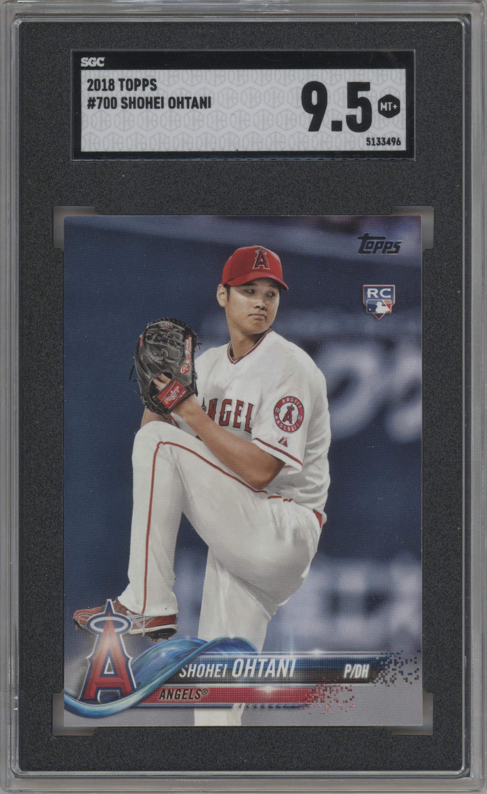 Shohei Ohtani from the 2018 Topps Series 2 set graded by SGC and given an overall grade of 9.5.