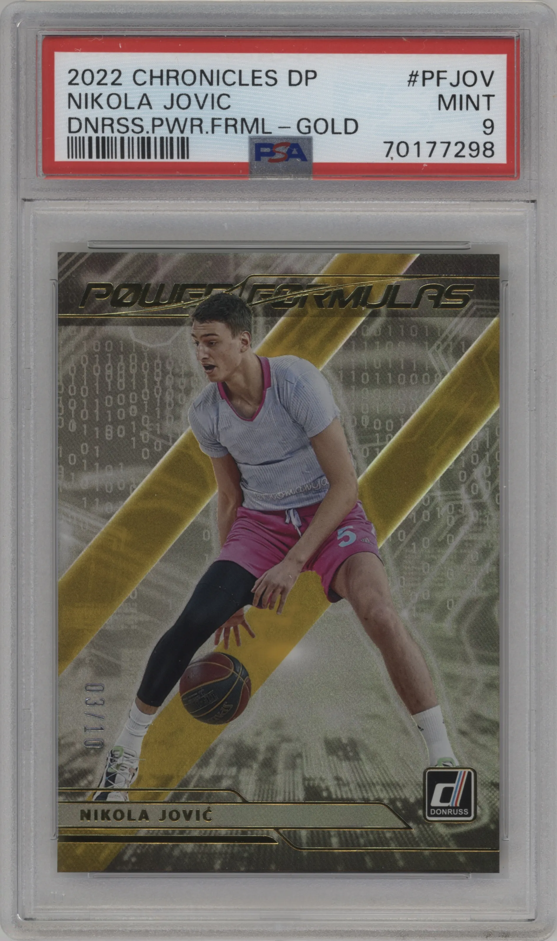 2022 Panini Chronicles Draft Picks Power Formulas Nikola Jovic Gold PSA 9