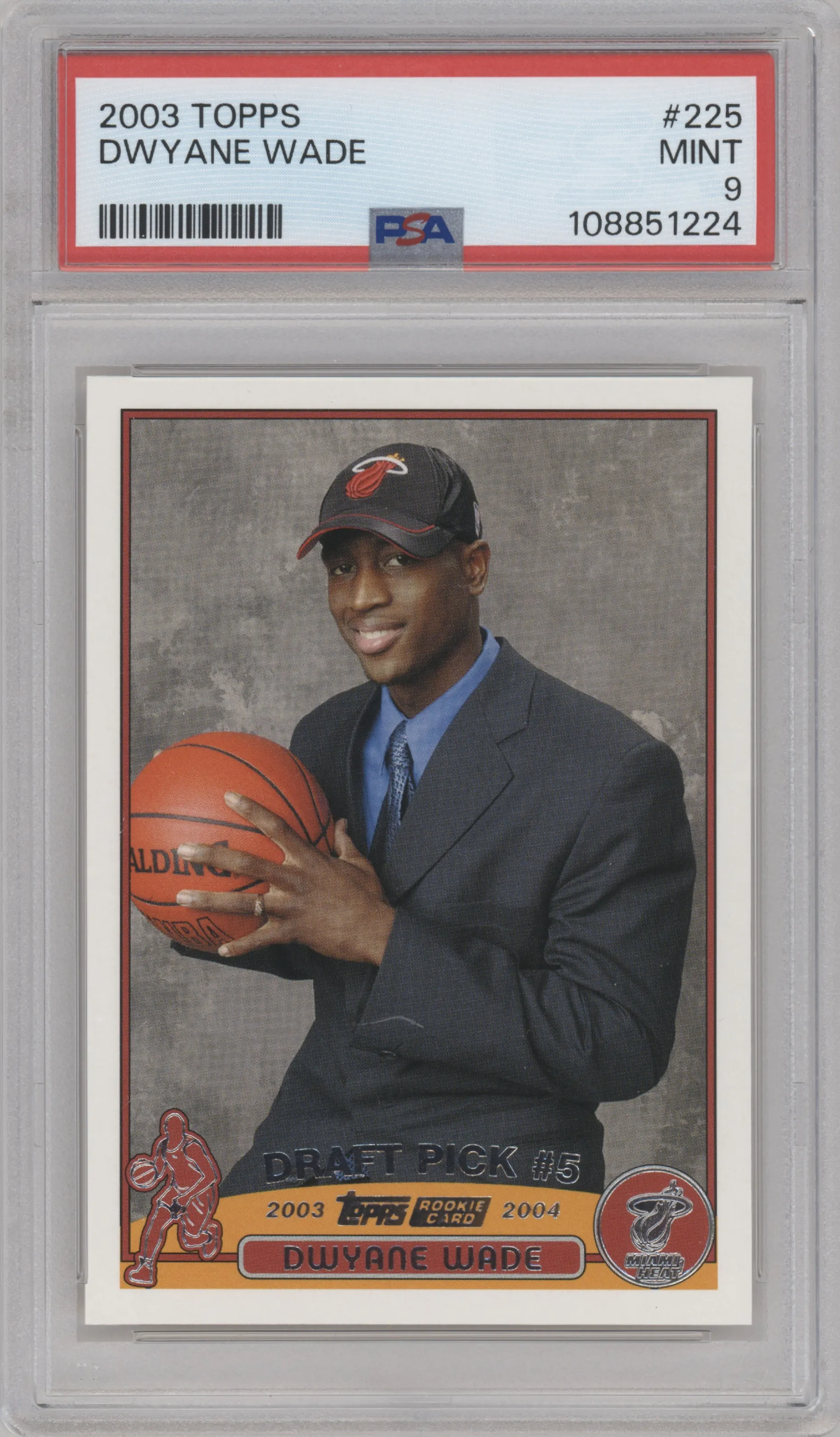 Dwyane Wade from the 2003-04 Topps set graded by PSA and given an overall grade of 9.