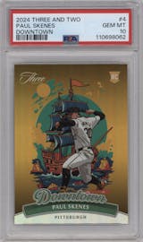 Paul Skenes from the 2024 Panini Three and Two set graded by PSA and given an overall grade of 10.