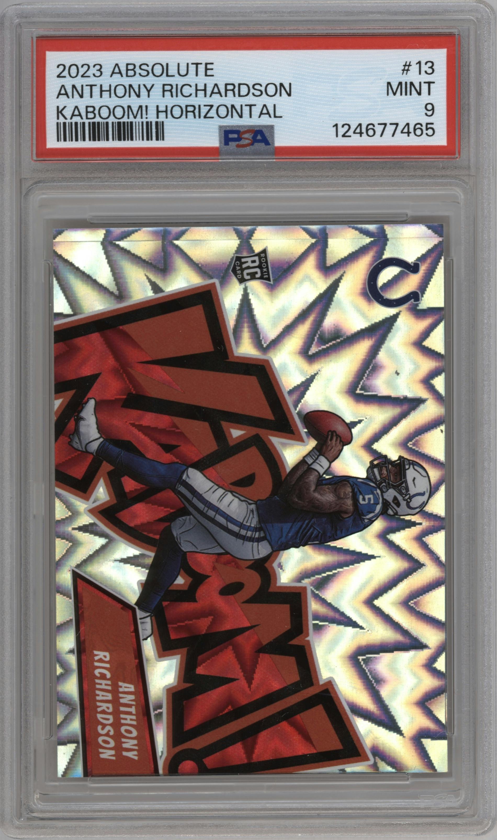 Anthony Richardson  from the 2023 Panini Absolute set graded by PSA and given an overall grade of 9.