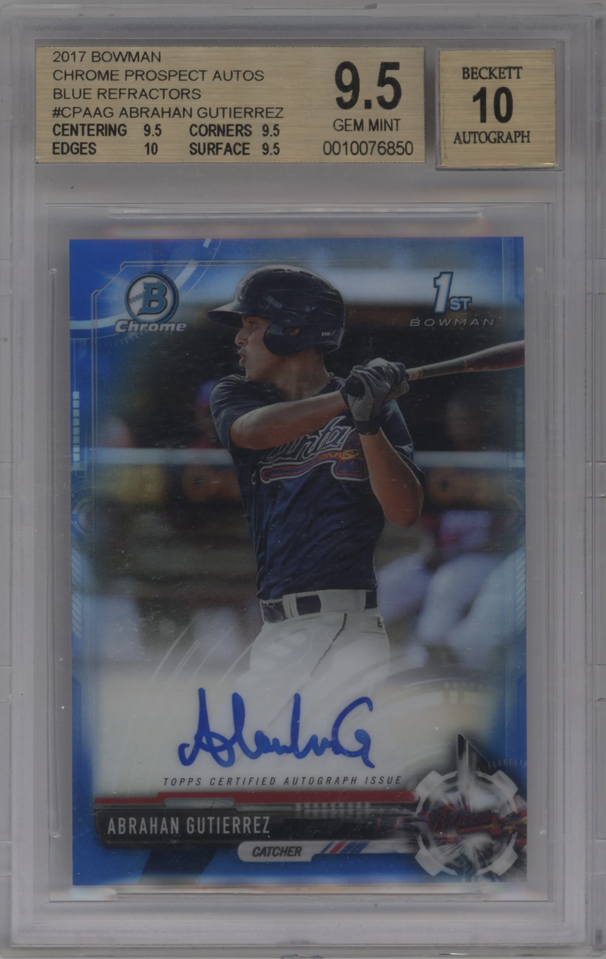 2017 Bowman Chr.Pros.Auto Abrahan Gutierrez Blue Refractor BGS 9.5
