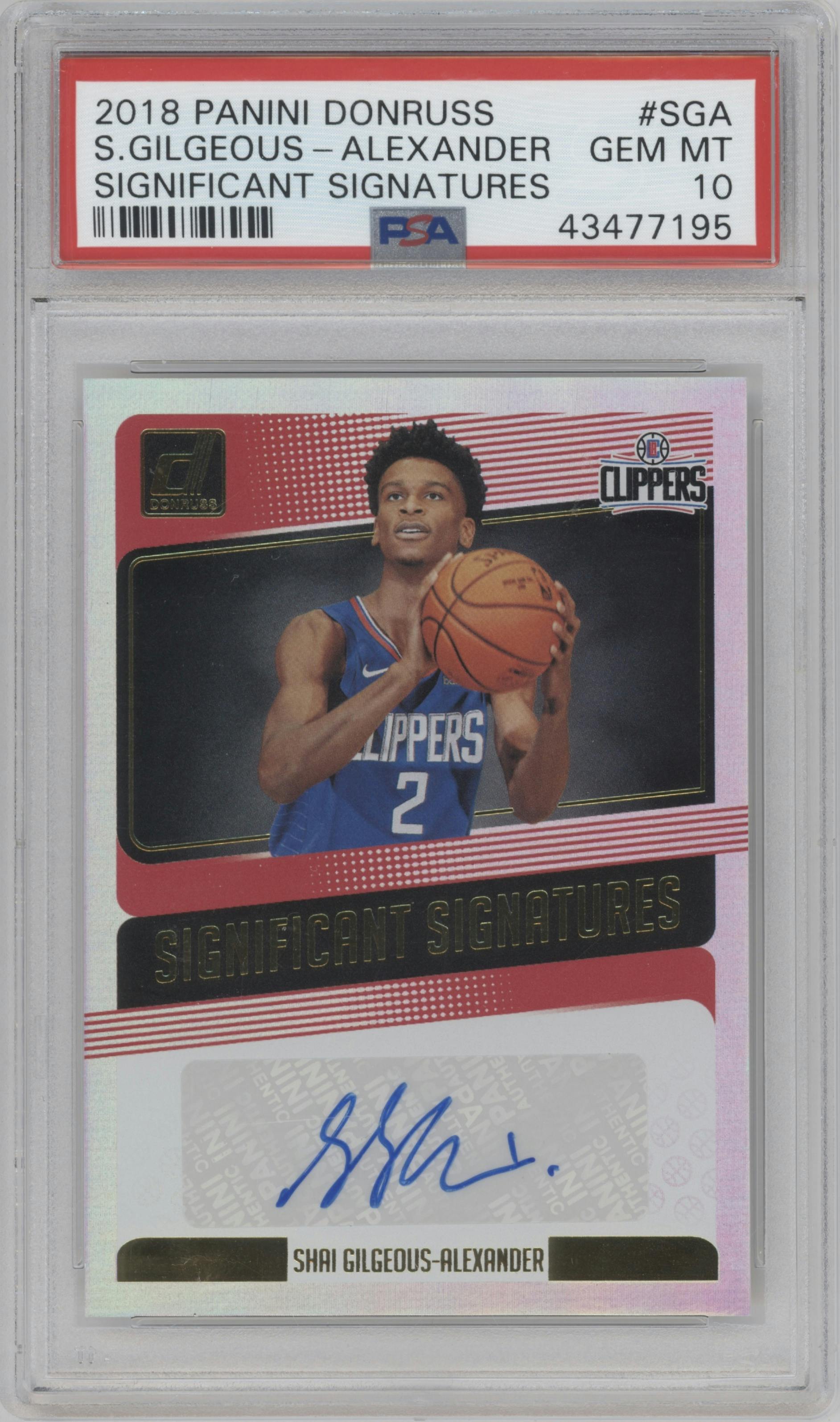 Shai Gilgeous-Alexander from the 2018-19 Panini Donruss  set graded by PSA and given an overall grade of 10.
