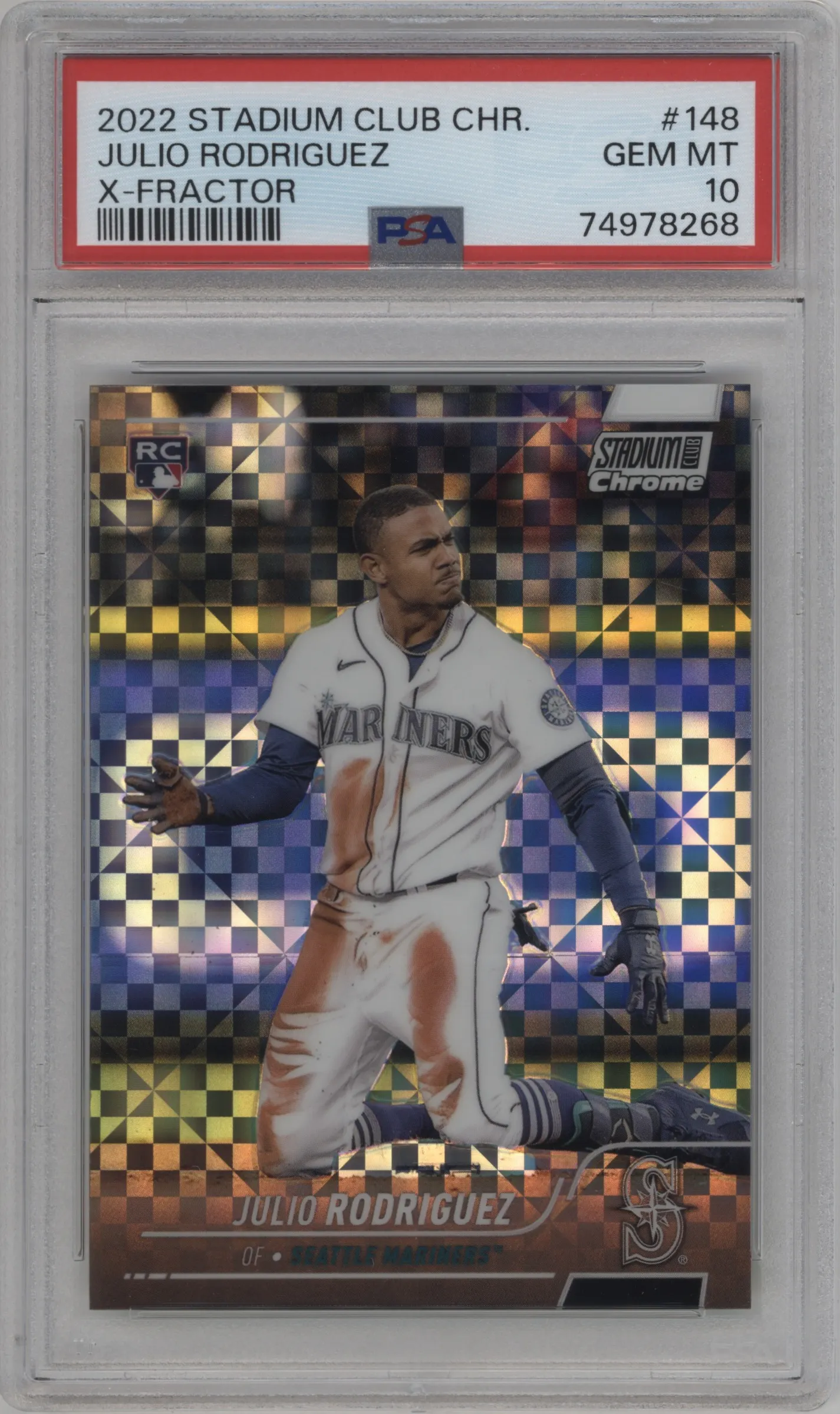 2022 Stadium Club Chrome Julio Rodriguez X-Fractor PSA 10