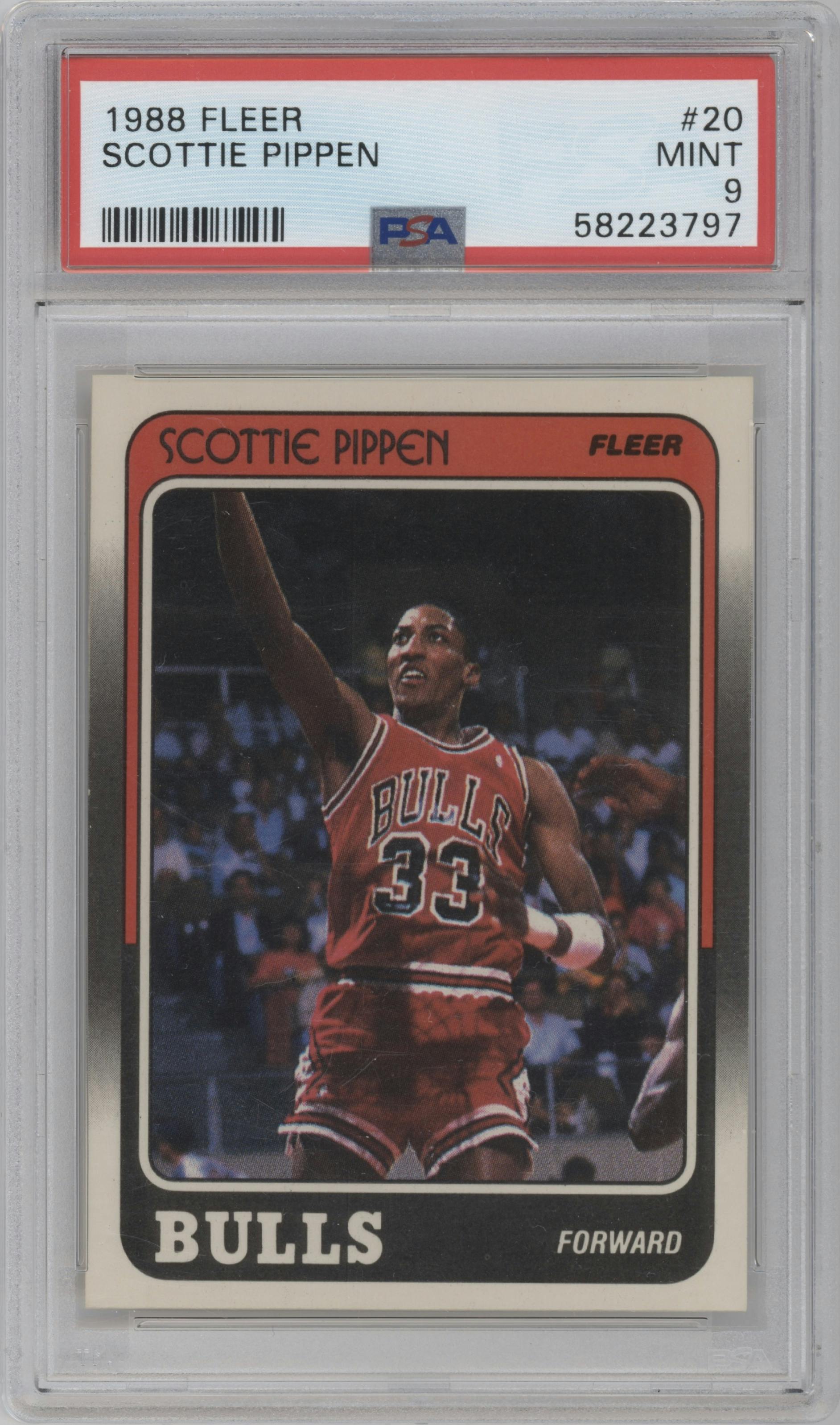 Scottie Pippen from the 1988-89 Fleer set graded by PSA and given an overall grade of 9.