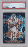 Nick Chubb from the 2024 Panini Mosaic set featuring a Genesis parallel graded by PSA and given an overall grade of 10.