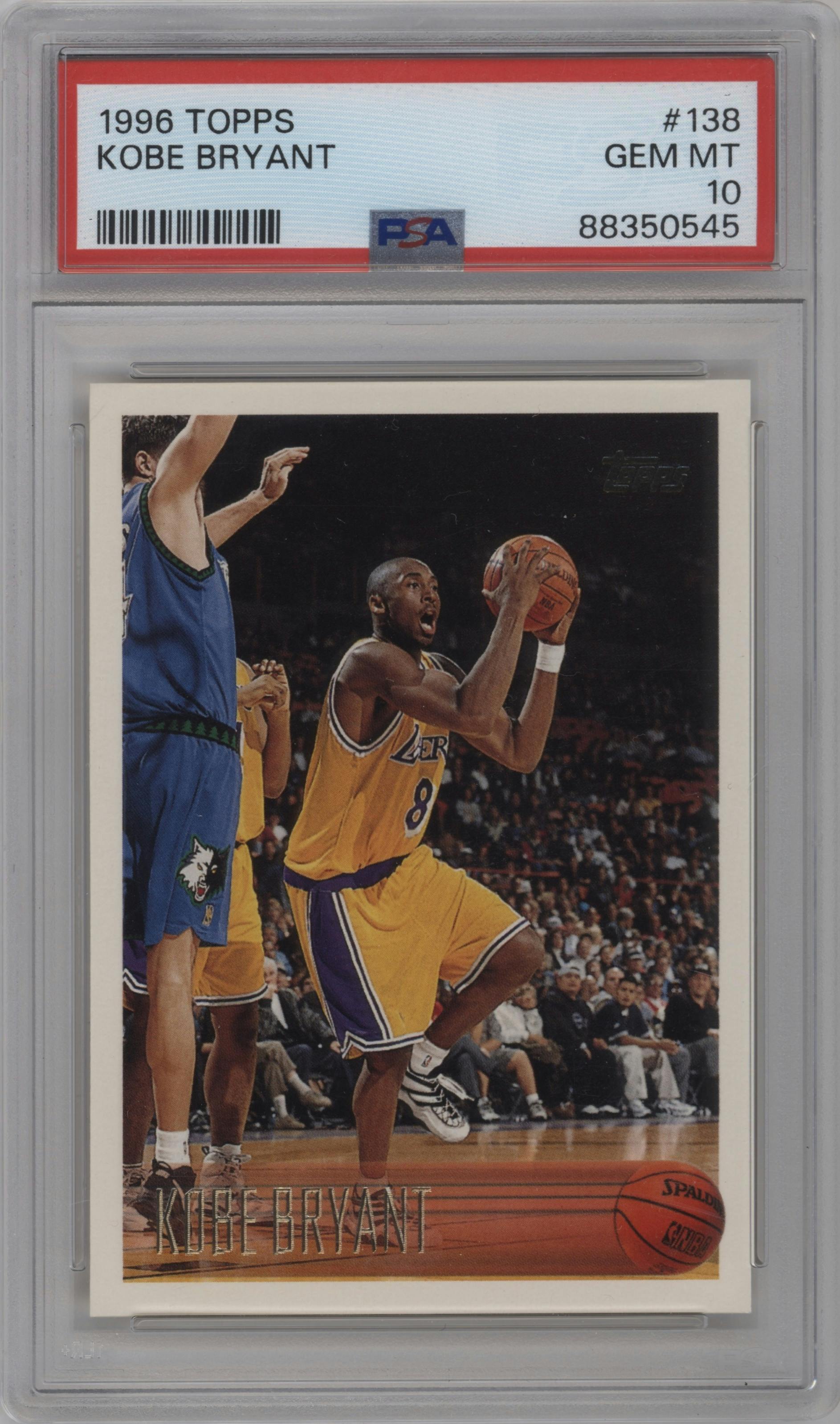 Kobe Bryant  from the 1996-97 Topps set graded by PSA and given an overall grade of 10.