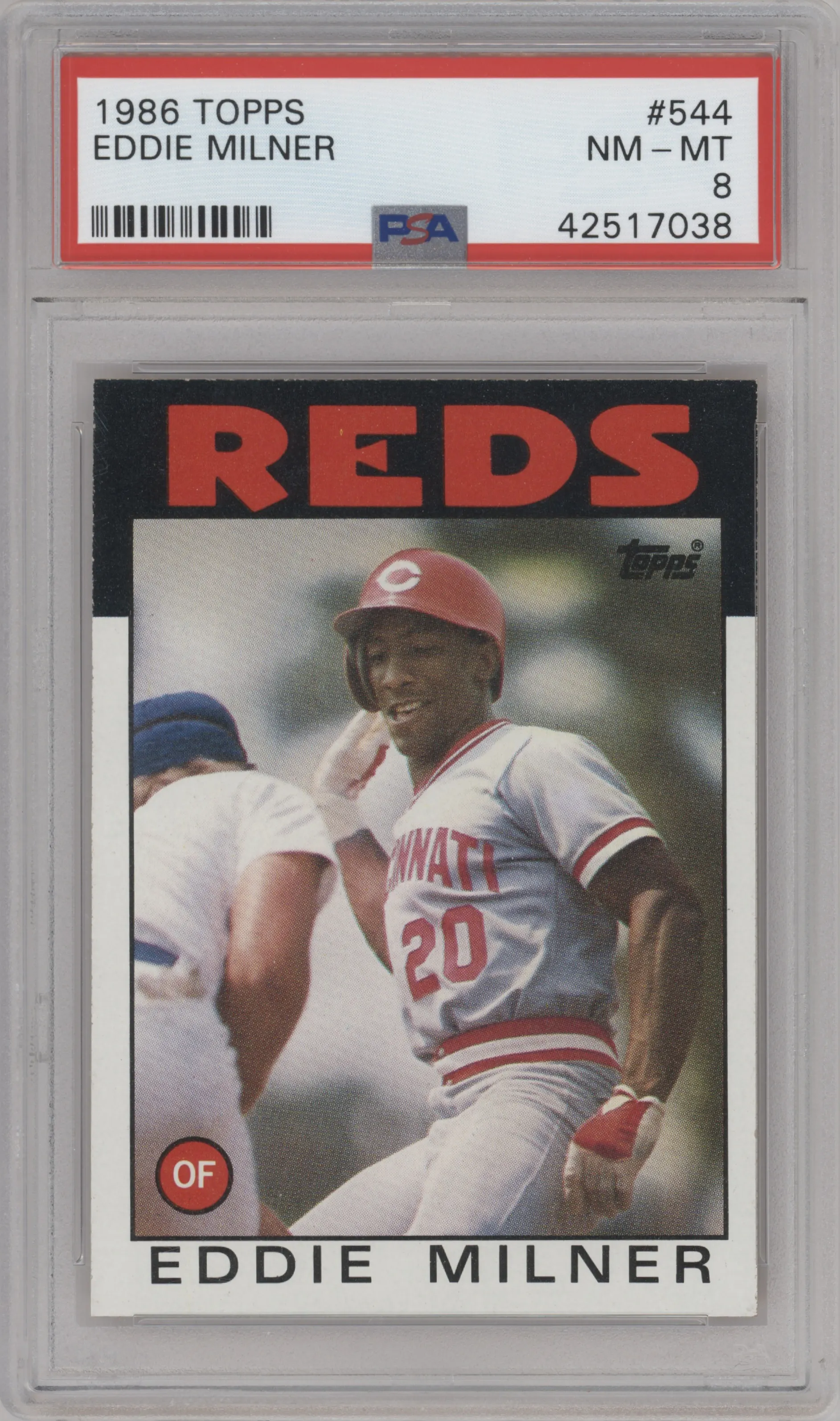 1986 Topps Eddie Milner PSA 8