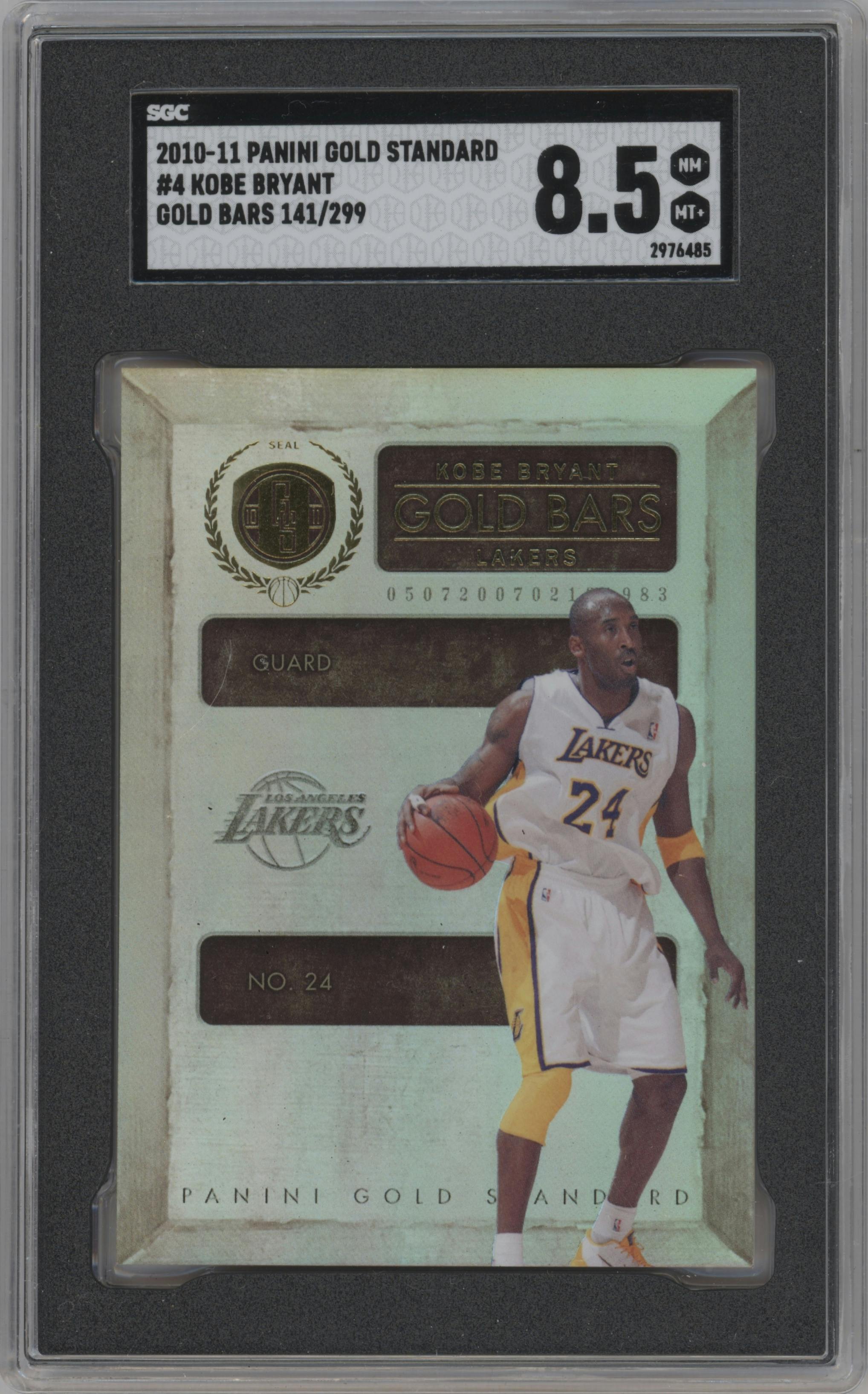 Kobe Bryant from the 2010-11 Panini Gold Standard set graded by SGC and given an overall grade of 8.5.