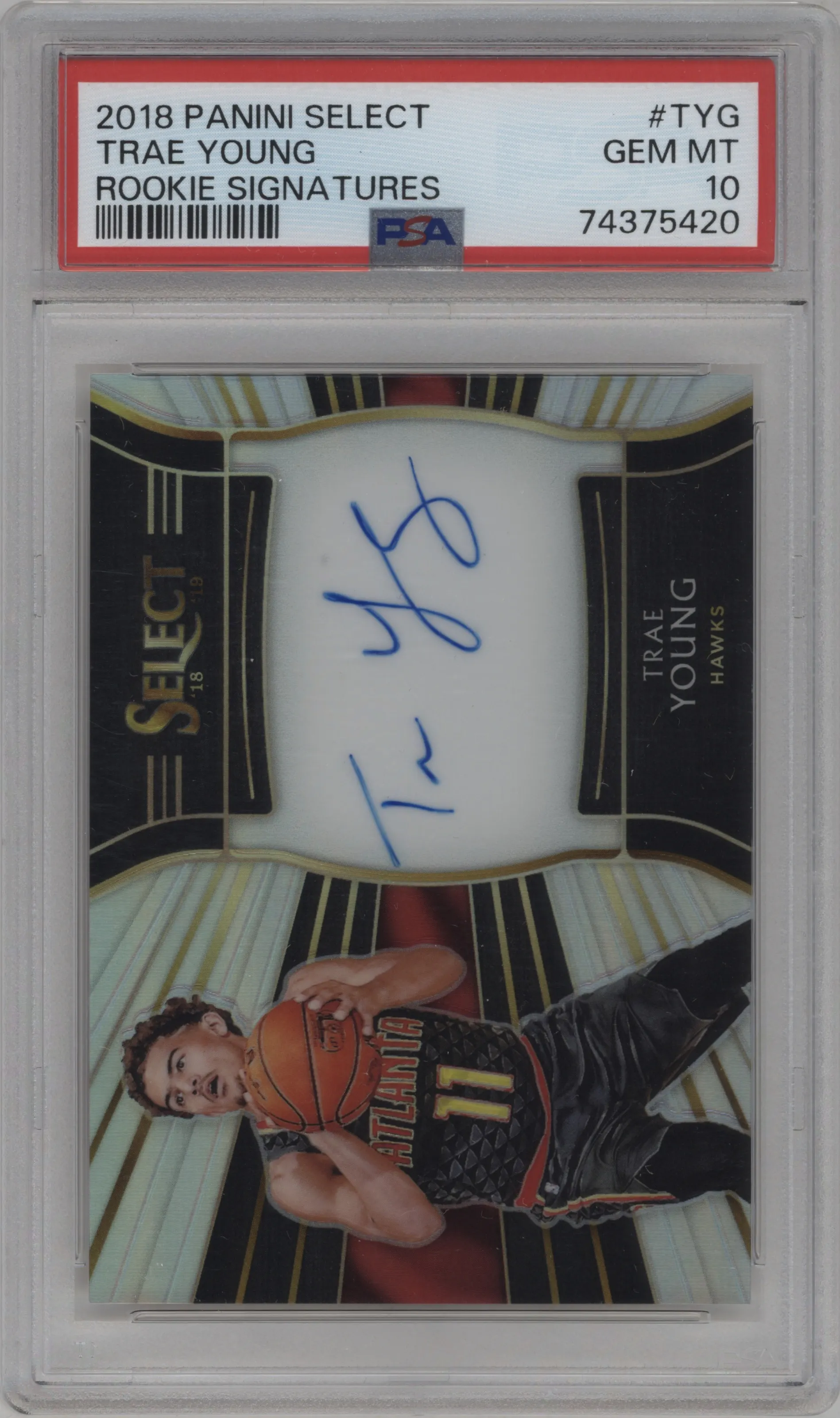 2018 Panini Select Rke.Sig. Trae Young #RS-TYG PSA 10