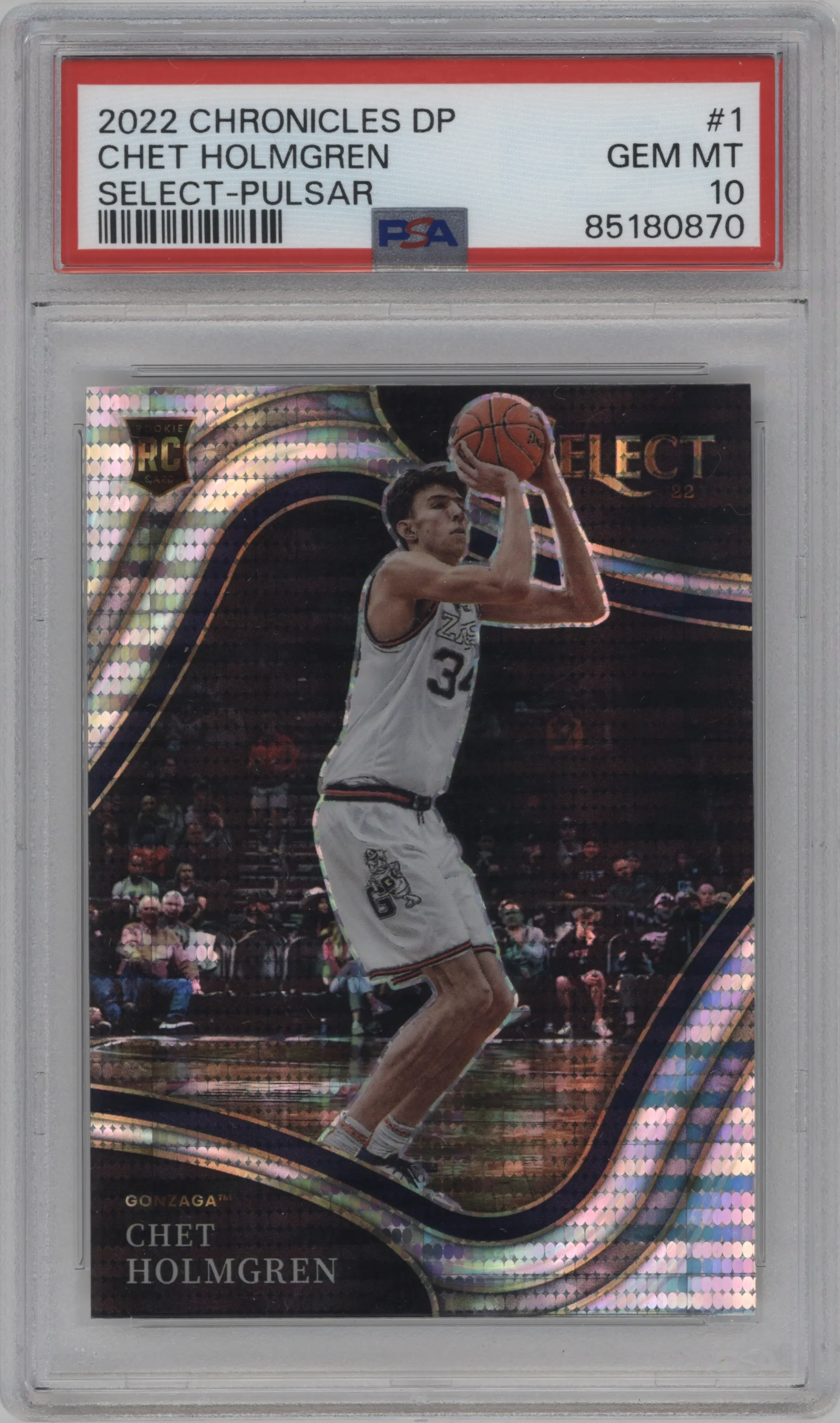 2022 Panini Chronicles Draft Picks Select Chet Holmgren Pulsar #1 PSA 10