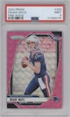 Drake Maye from the 2024 Panini Prizm set featuring a Pink Wave parallel graded by PSA and given an overall grade of 9.