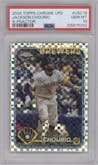 Jackson Chourio from the 2024 Topps Chrome Update set featuring a X-Fractor parallel graded by PSA and given an overall grade of 10.