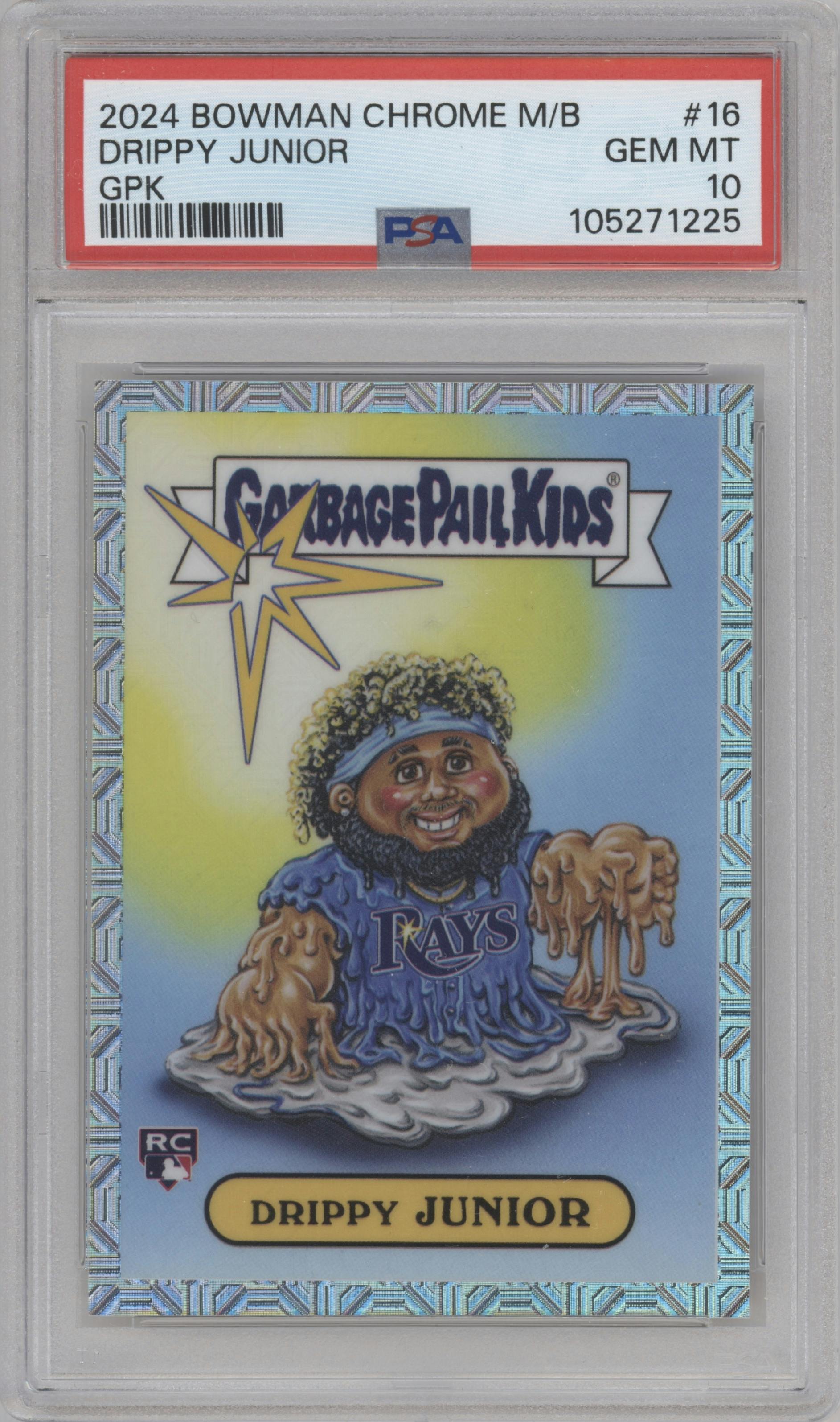 Drippy Junior from the 2024 Bowman Chrome Mega Box set graded by PSA and given an overall grade of 10.