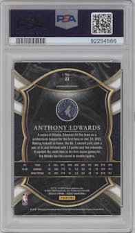 Anthony Edwards from the 2020-21 Panini Select  set featuring a Blue Retail parallel graded by PSA and given an overall grade of 10.