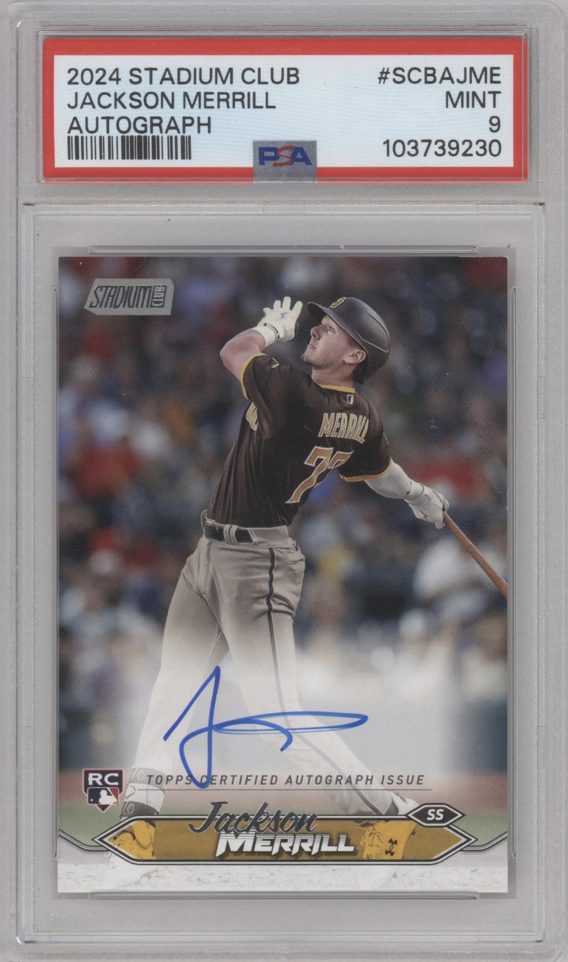 2024 Topps Stadium Club Auto Jackson Merrill PSA 9