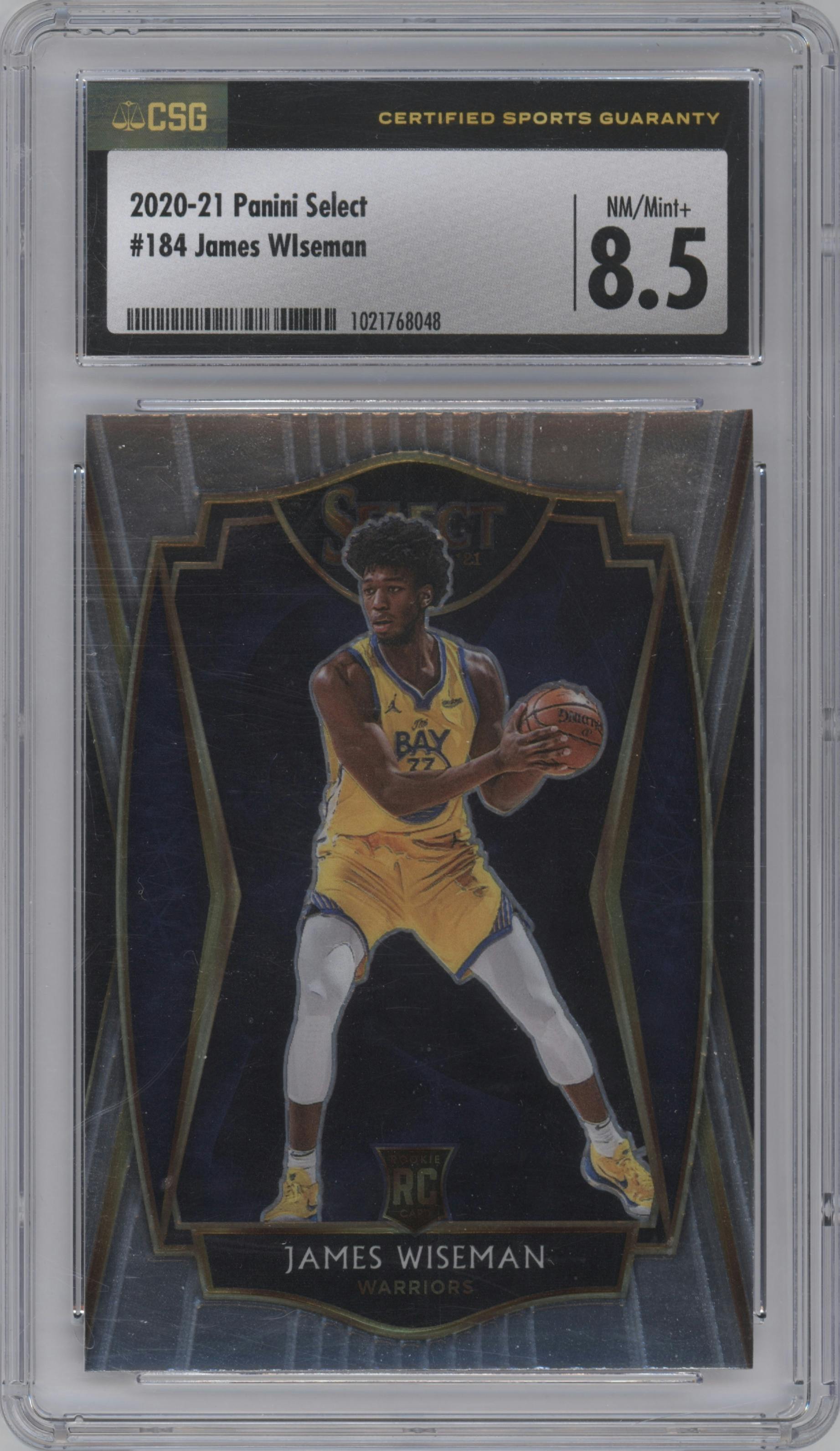 James Wiseman from the 2020-21 Panini Select  set graded by CSG and given an overall grade of 8.5.