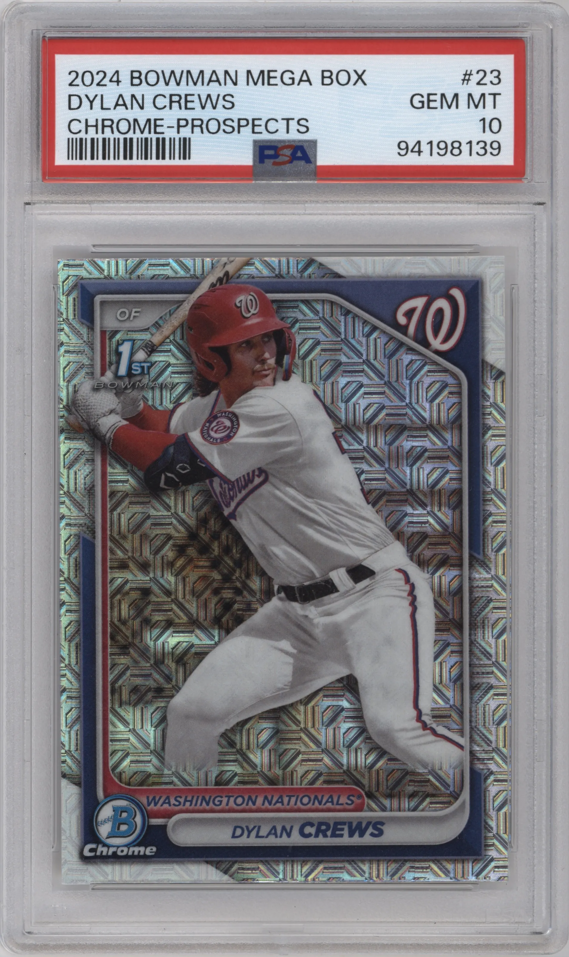 2024 Bowman Mega Box Chrome Pros. Dylan Crews PSA 10