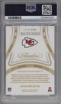 Patrick Mahomes II from the 2024 Panini Flawless set graded by PSA and given an overall grade of 9.