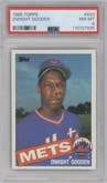 Dwight Gooden from the 1985 Topps set graded by PSA and given an overall grade of 8.