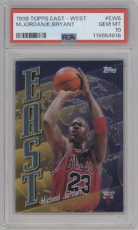 Michael Jordan/Kobe Bryant from the 1998-99 Topps set graded by PSA and given an overall grade of 10.