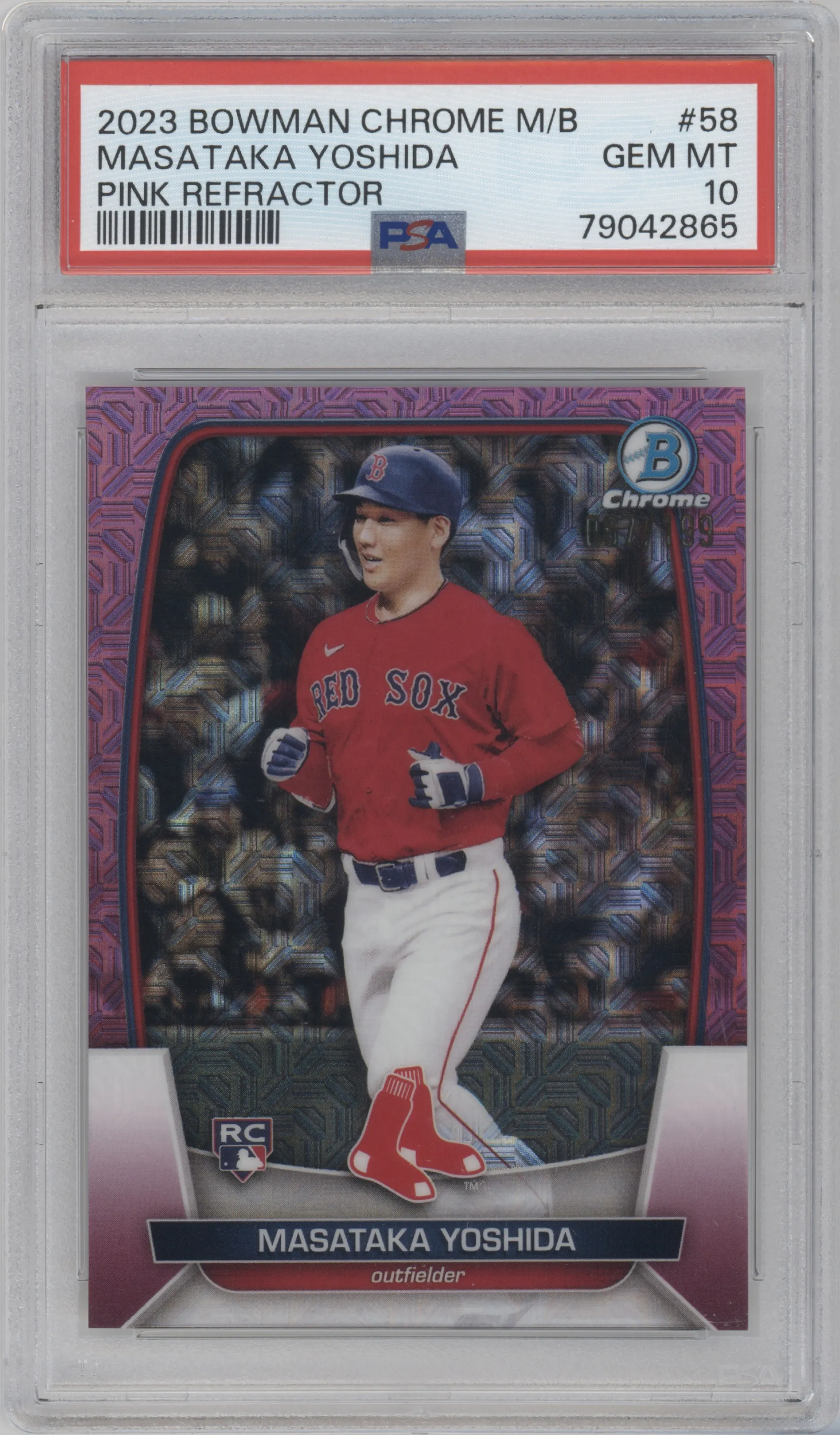 2023 Bowman Mega Box Chrome Masataka Yoshida Pink Refractor PSA 10