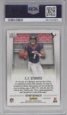 C.J. Stroud from the 2023 Panini Prizm set featuring a No Huddle parallel graded by PSA and given an overall grade of 10.