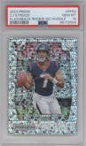 C.J. Stroud from the 2023 Panini Prizm set featuring a No Huddle parallel graded by PSA and given an overall grade of 10.