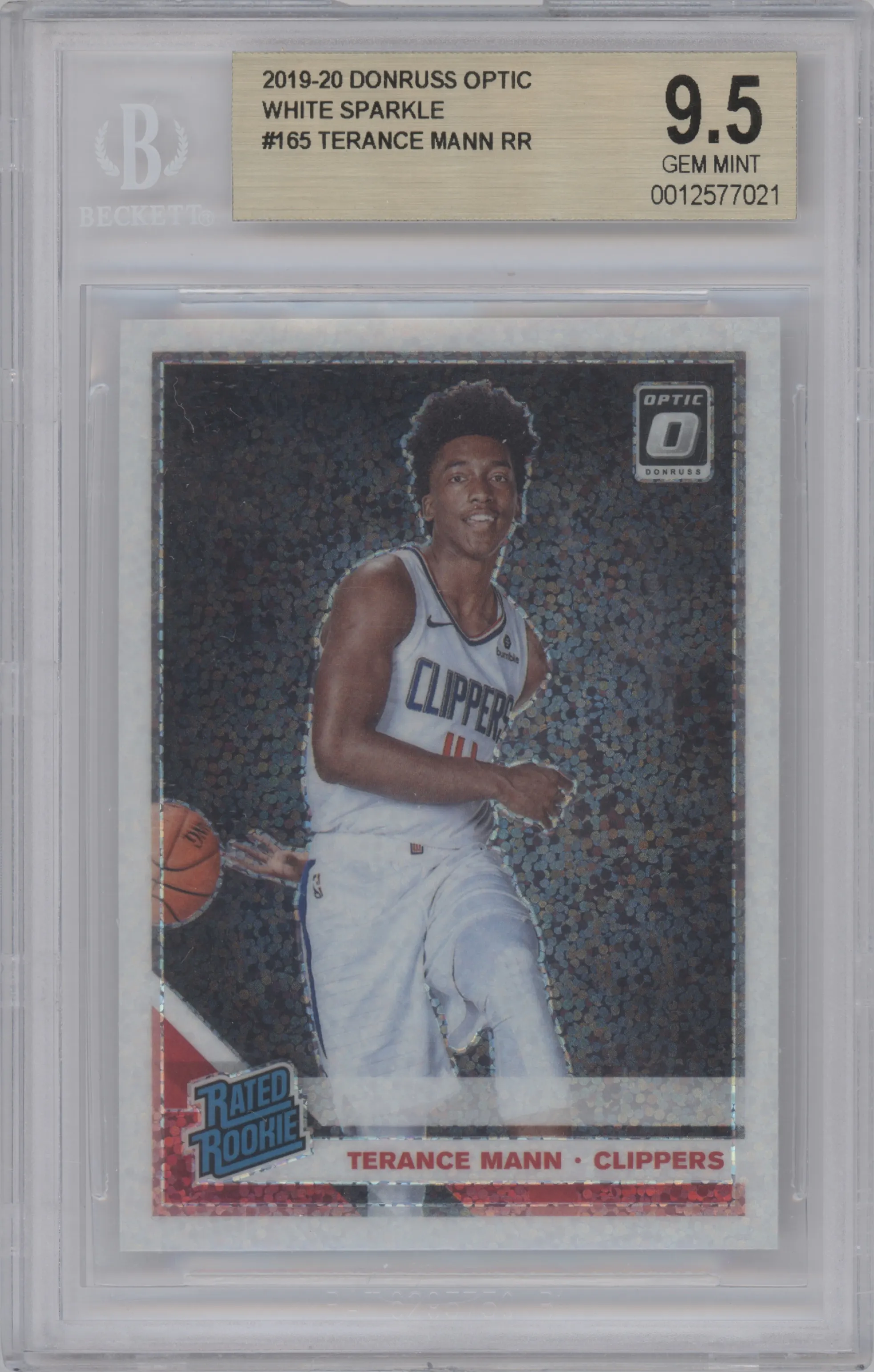 2019 Panini Donruss Optic Rated Rookie Terance Mann White Sparkle BGS 9.5