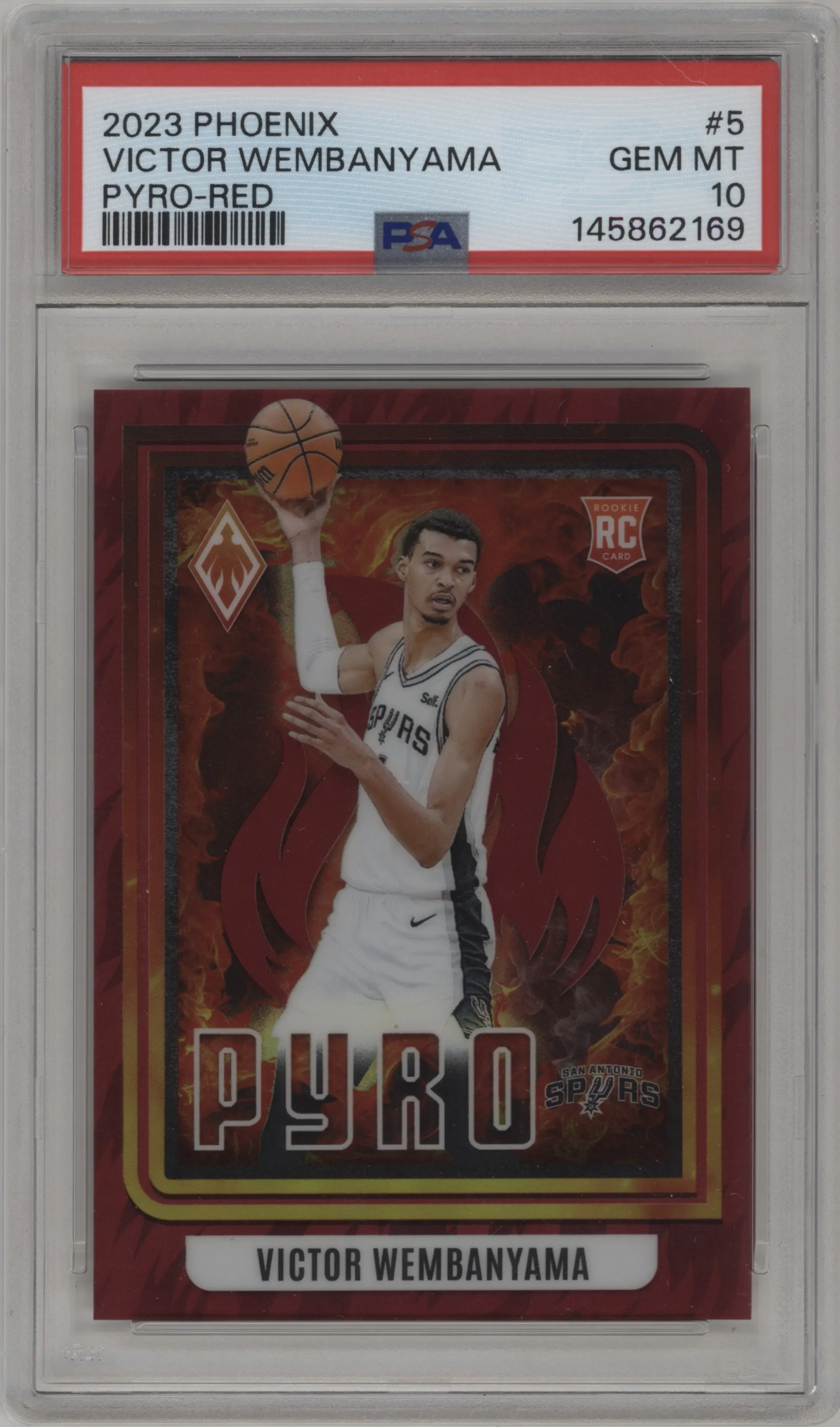 2023 Panini Phoenix Pyro Victor Wembanyama Red #5 PSA 10