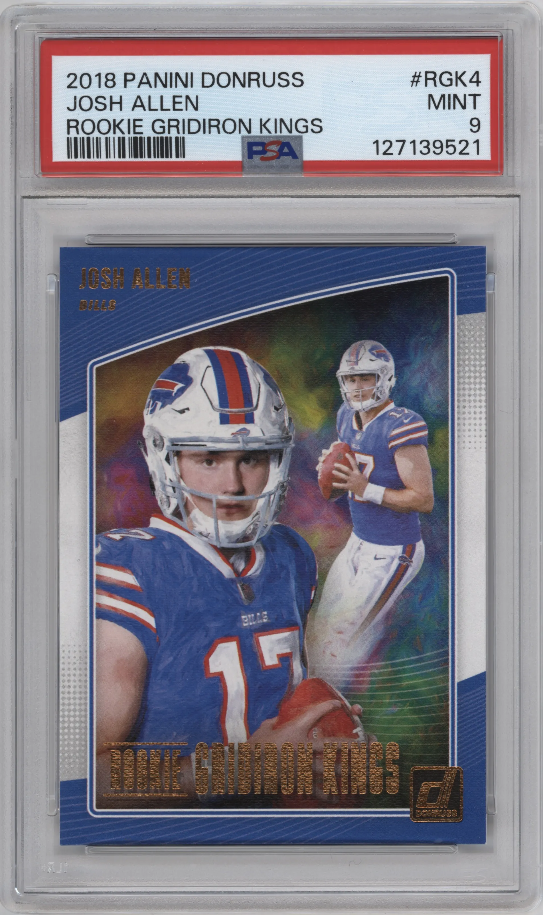 Josh Allen from the 2018 Panini Donruss set graded by PSA and given an overall grade of 9.