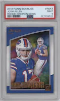 Josh Allen from the 2018 Panini Donruss set graded by PSA and given an overall grade of 9.