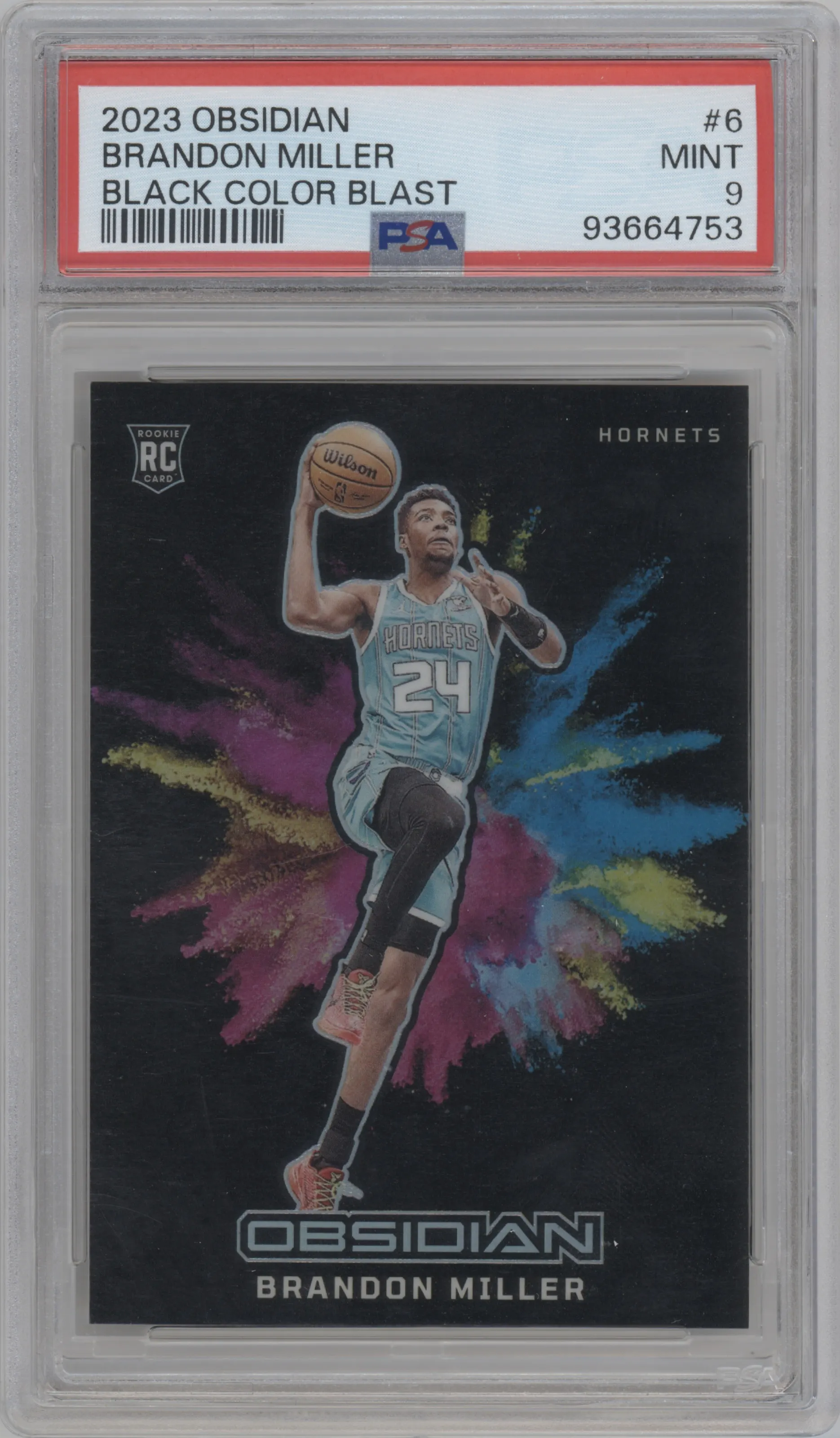2023 Panini Obsidian Black Color Blast Brandon Miller #6 PSA 9