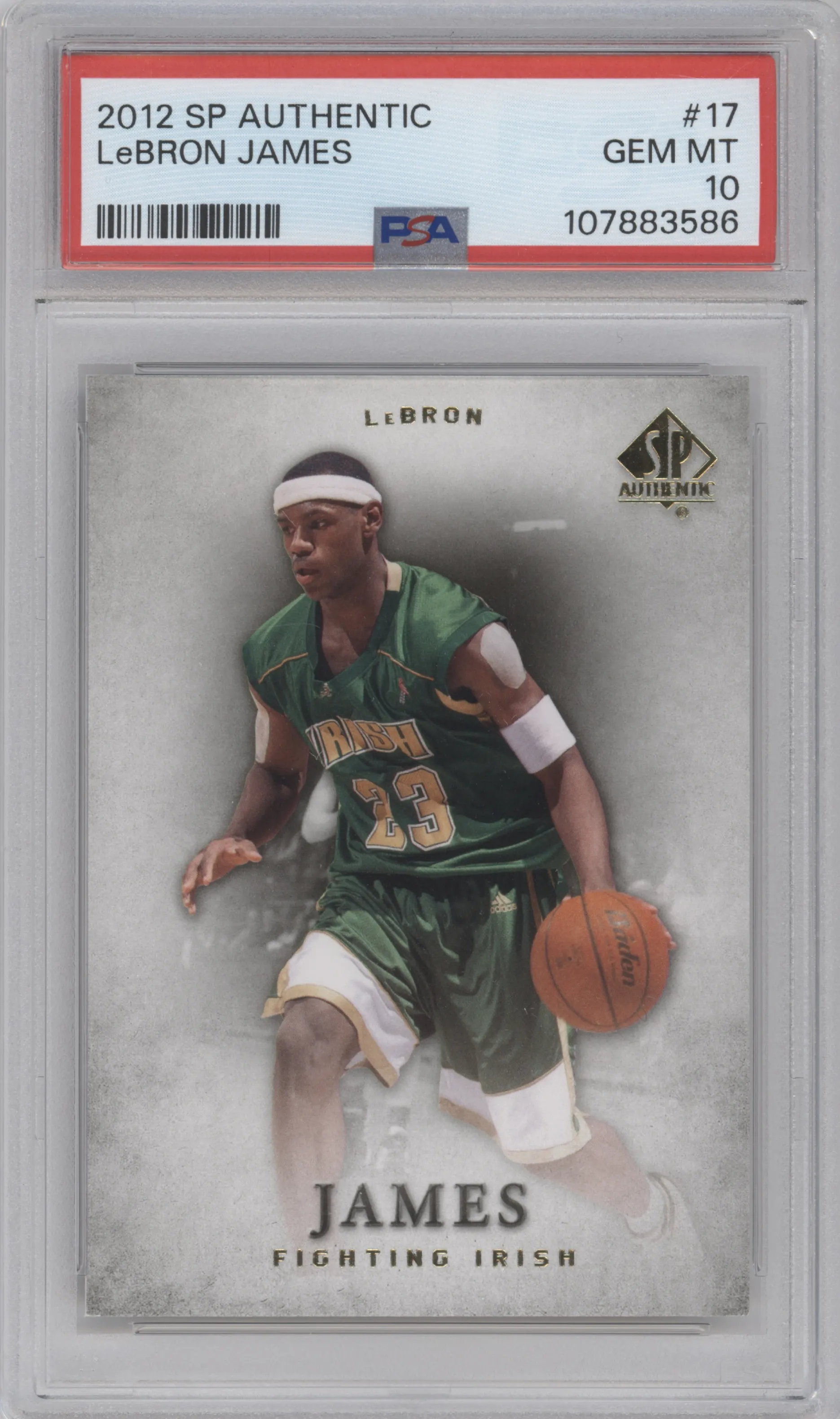 LeBron James from the 2012-13 Upper Deck SP Authentic set graded by PSA and given an overall grade of 10.