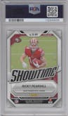 Ricky Pearsall from the 2024 Panini Mosaic set featuring a Purple parallel graded by PSA and given an overall grade of 9.
