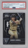Corbin Carroll from the 2023 Topps Chrome Black set graded by PSA and given an overall grade of 10.