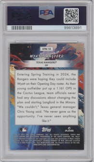Wyatt Langford from the 2024 Topps Cosmic Chrome set graded by PSA and given an overall grade of 10.