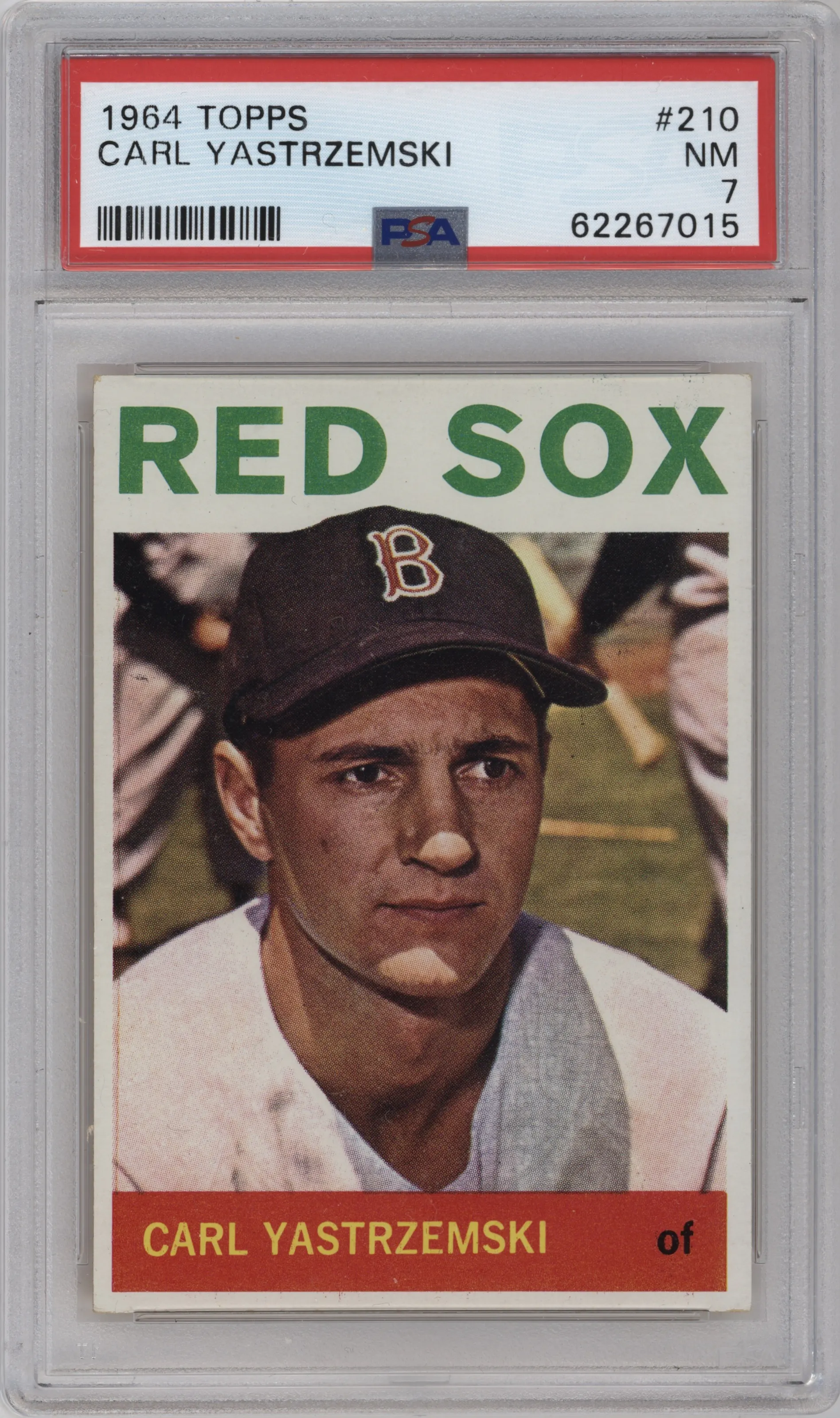 Carl Yastrzemski from the 1964 Topps set graded by PSA and given an overall grade of 7.