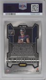 C.J. Stroud from the 2023 Panini Prizm set featuring a Silver Prizm parallel graded by PSA and given an overall grade of 10.
