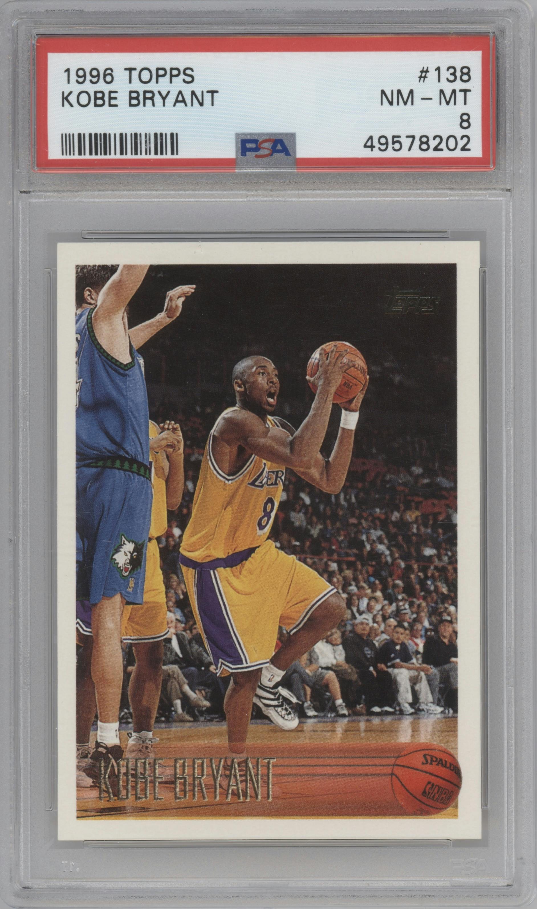 Kobe Bryant  from the 1996-97 Topps set graded by PSA and given an overall grade of 8.