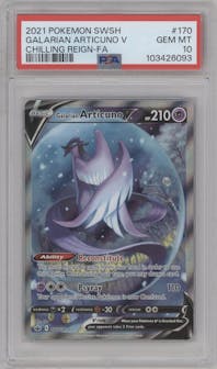 Galarian Articuno V from the 2021 Pokemon SWSH set graded by PSA and given an overall grade of 10.