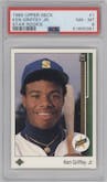 Ken Griffey Jr. from the 1989 Upper Deck set graded by PSA and given an overall grade of 8.