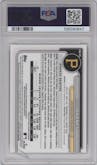 Paul Skenes from the 2024 Bowman Chrome set featuring a Gold Refractor parallel graded by PSA and given an overall grade of 9.