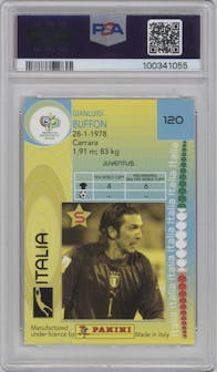 Gianluigi Buffon from the 2006 Panini World Cup set graded by PSA and given an overall grade of 9.