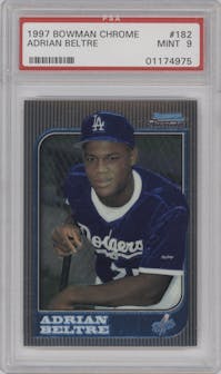Adrian Beltre from the 1997 Bowman Chrome set graded by PSA and given an overall grade of 9.