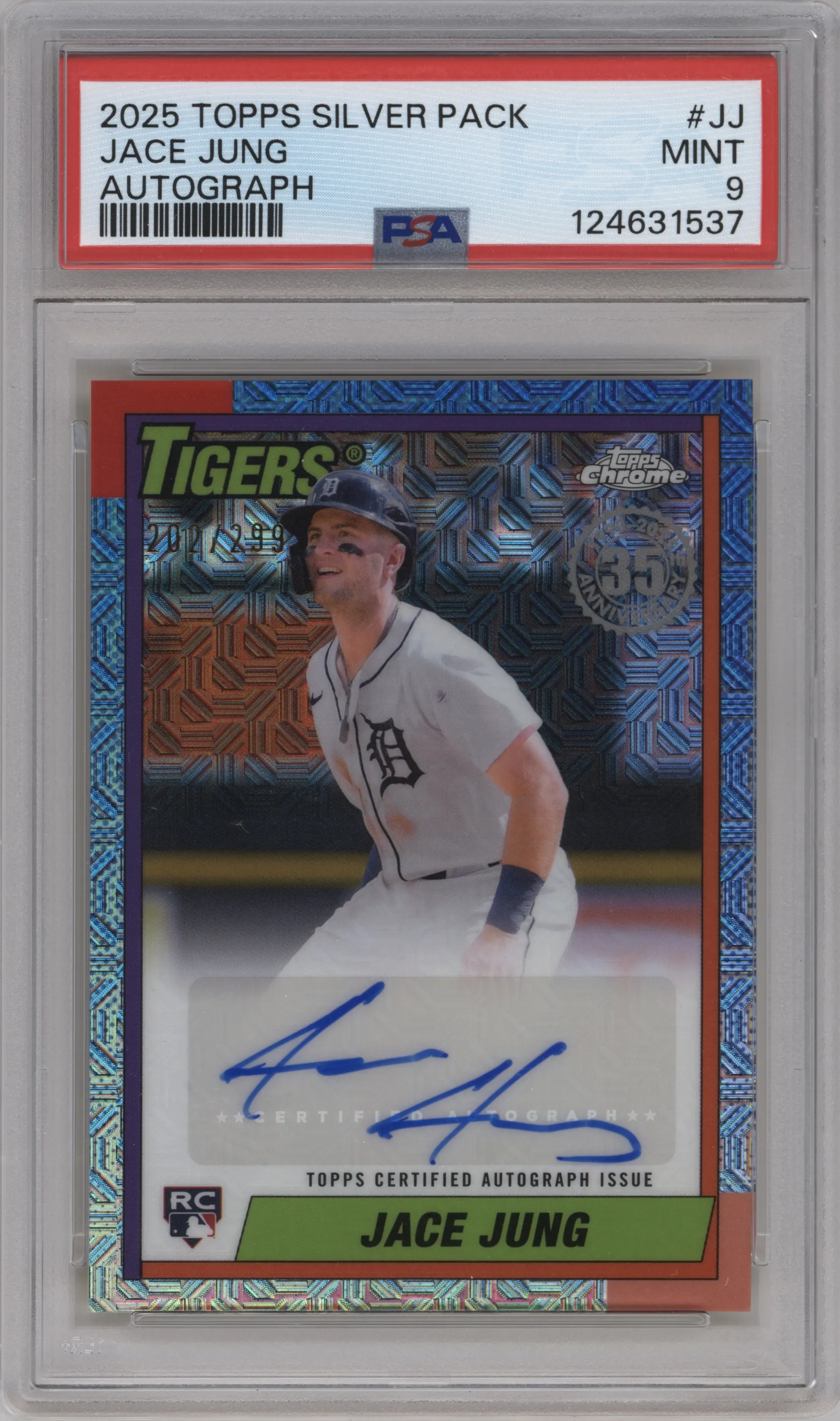 2025 Topps '90 35th Anniv.Chr.Au. Jace Jung PSA 9