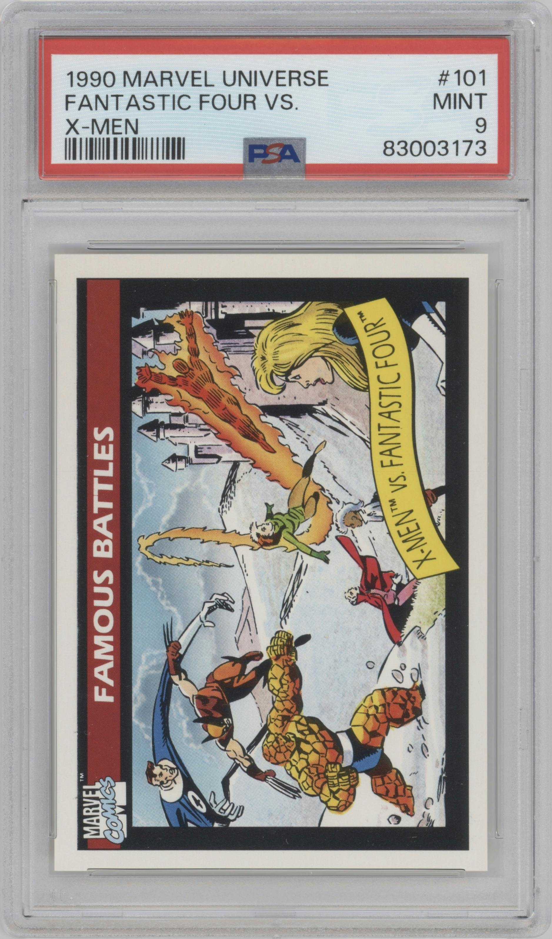 X-Men VS Fantastic Four from the 1990 Impel Marvel Universe  set graded by PSA and given an overall grade of 9.