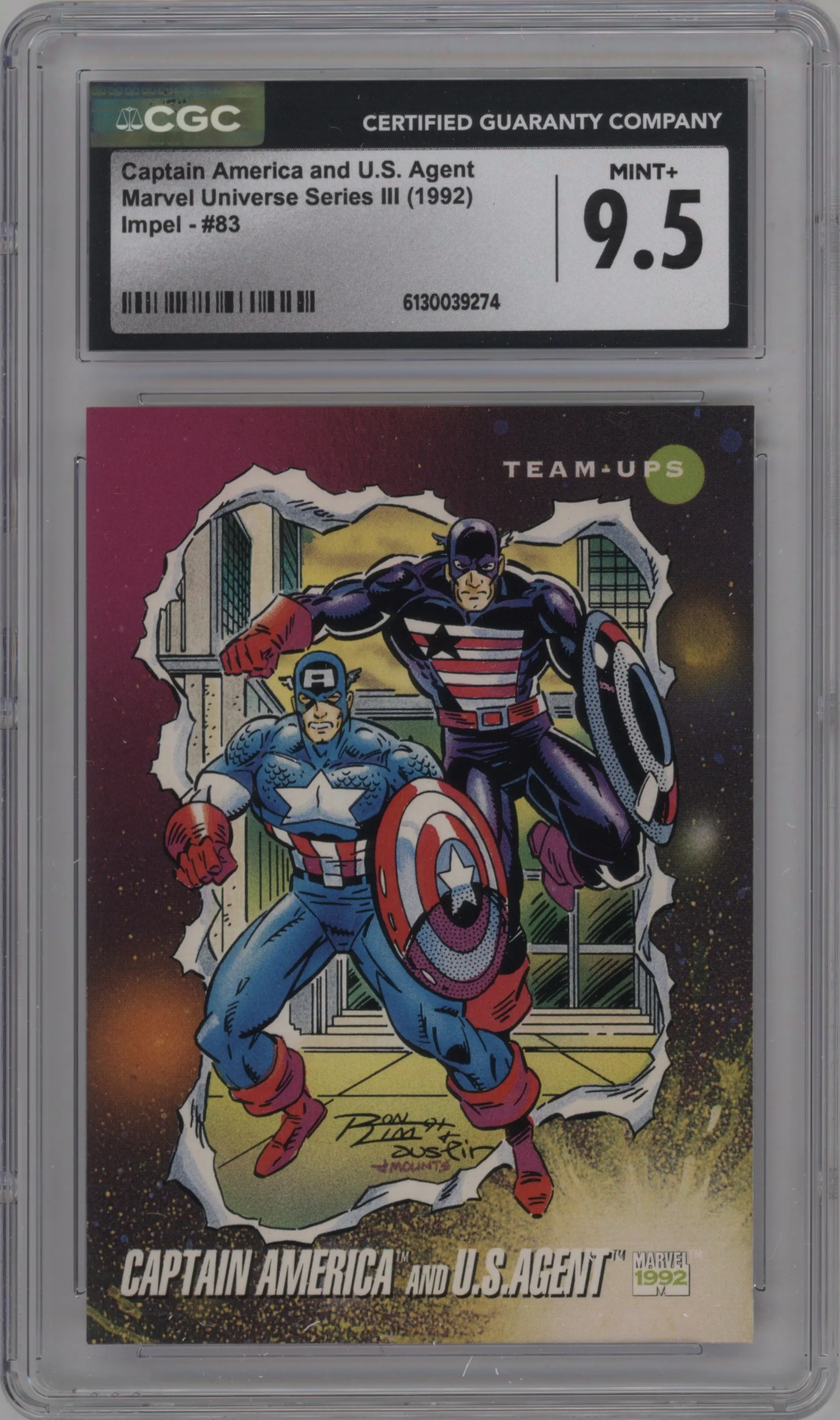1992 Impel Marvel Universe Series 3 Captain America and U.S. Agent CGC 9.5