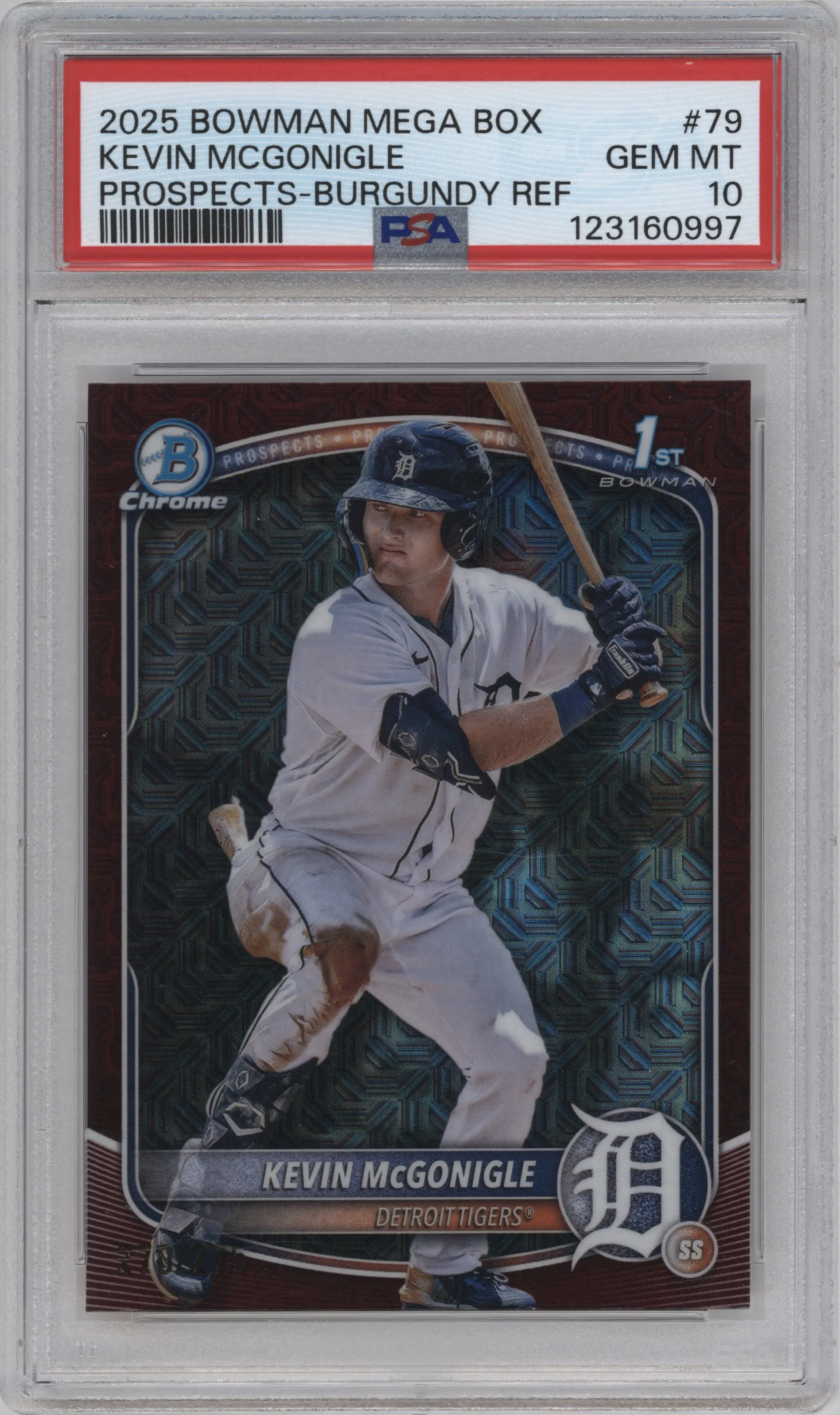 2025 Bowman Mega Box Chr.Pros. Kevin McGonigle Burgundy #BCP-79 PSA 10