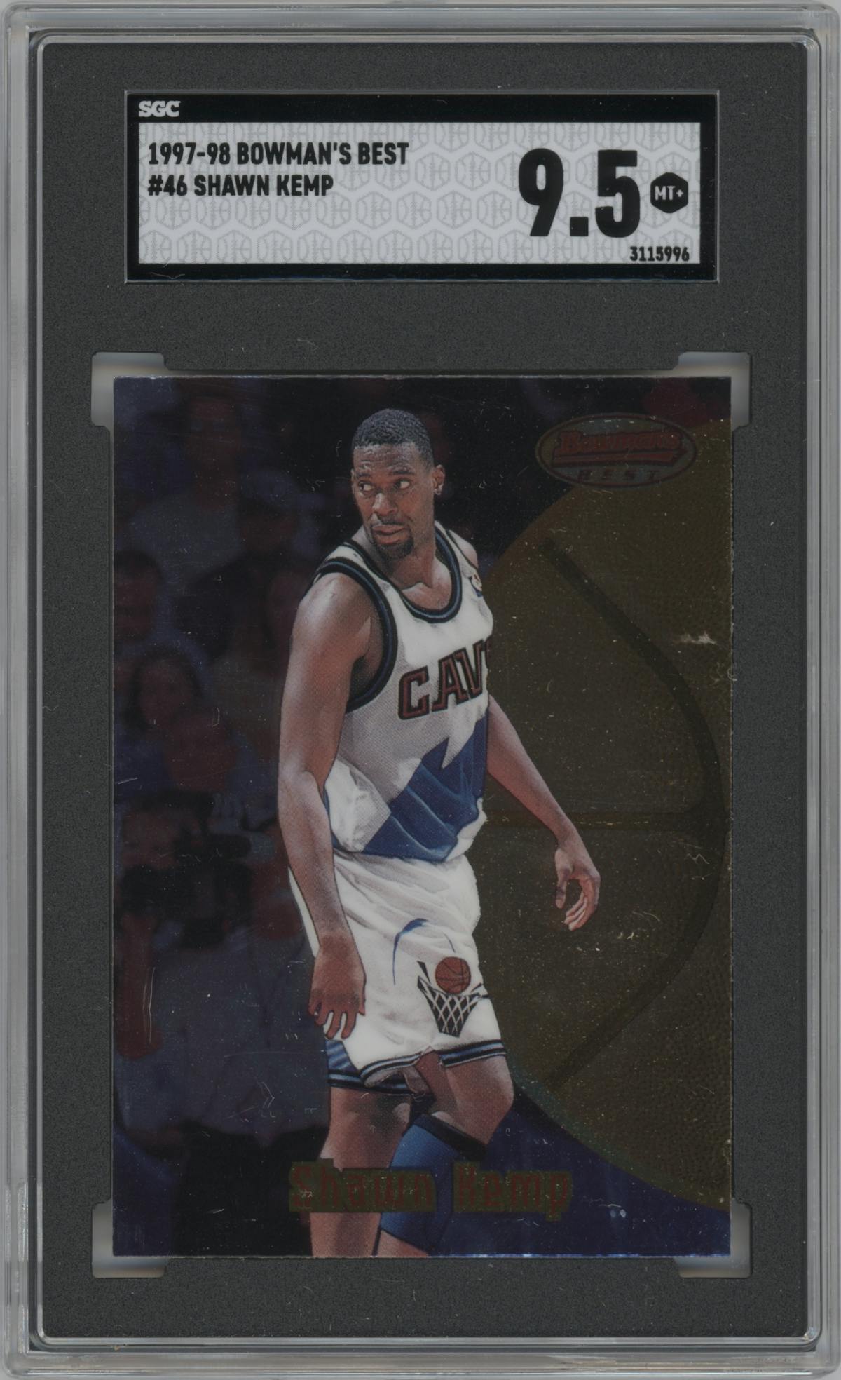 Shawn Kemp from the 1997-98 Bowman's Best set graded by SGC and given an overall grade of 9.5.